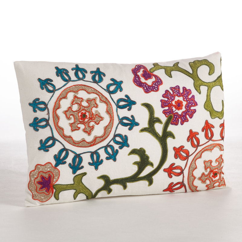 Saro Embroidered Cotton Throw Pillow & Reviews Wayfair